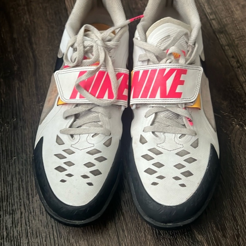 Nike White and Black Sneakers with Bold Pink Logo Nike Zoom rotational 6